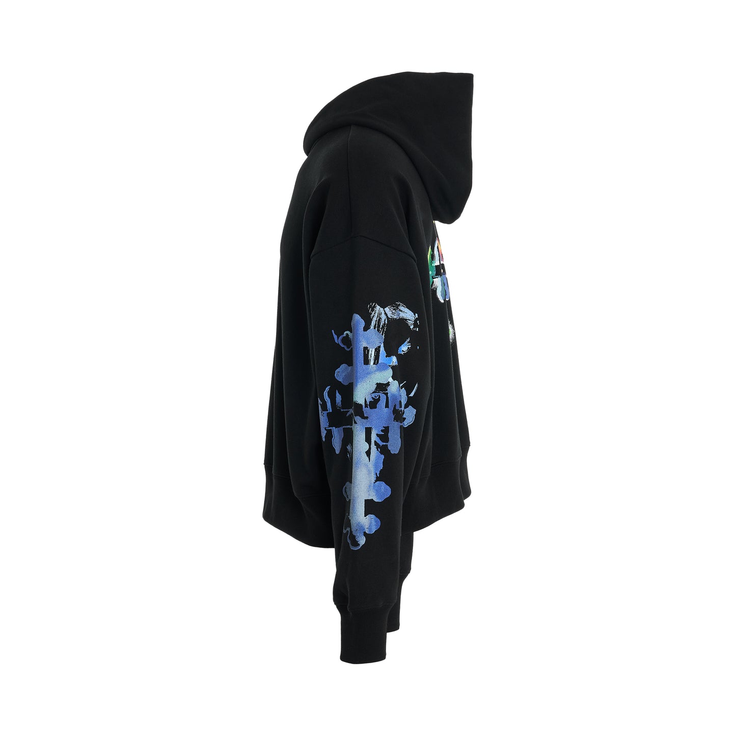 Gothic Print Hoodie in Black