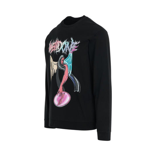 Angel Print Sweatshirt in Black