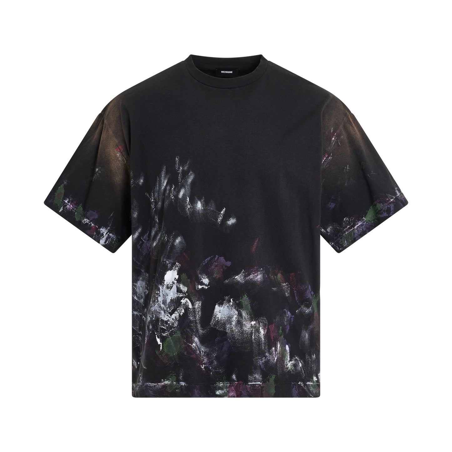 Multi-Coloured Painted T-Shirt in Black