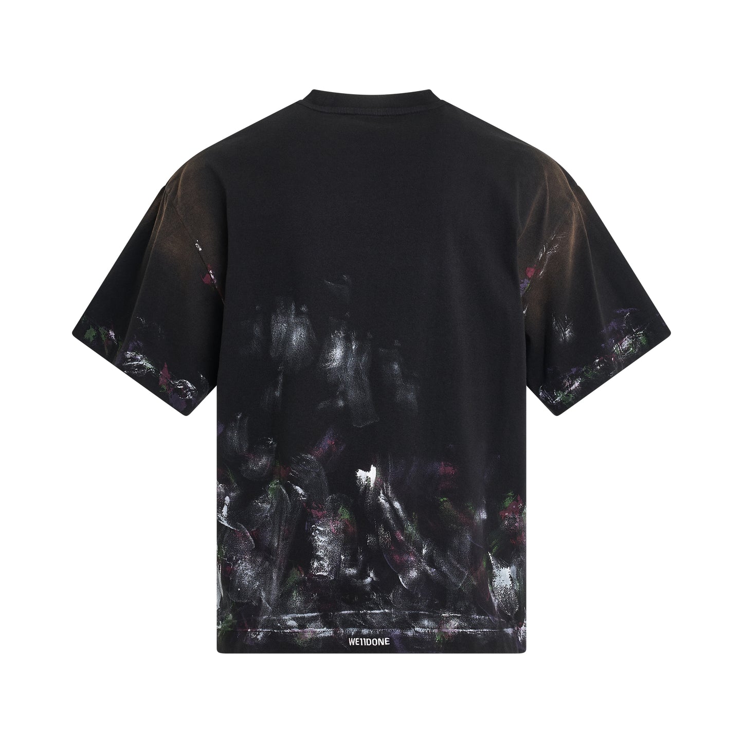 Multi-Coloured Painted T-Shirt in Black
