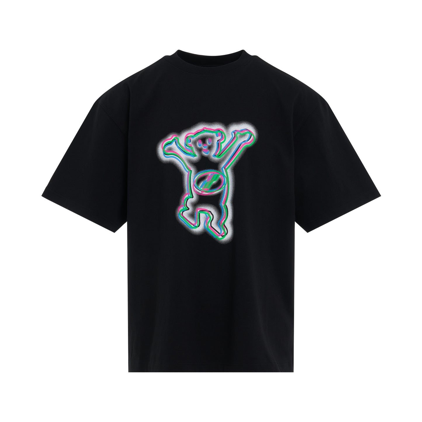 Colourful Teddy Print T-Shirt in Black