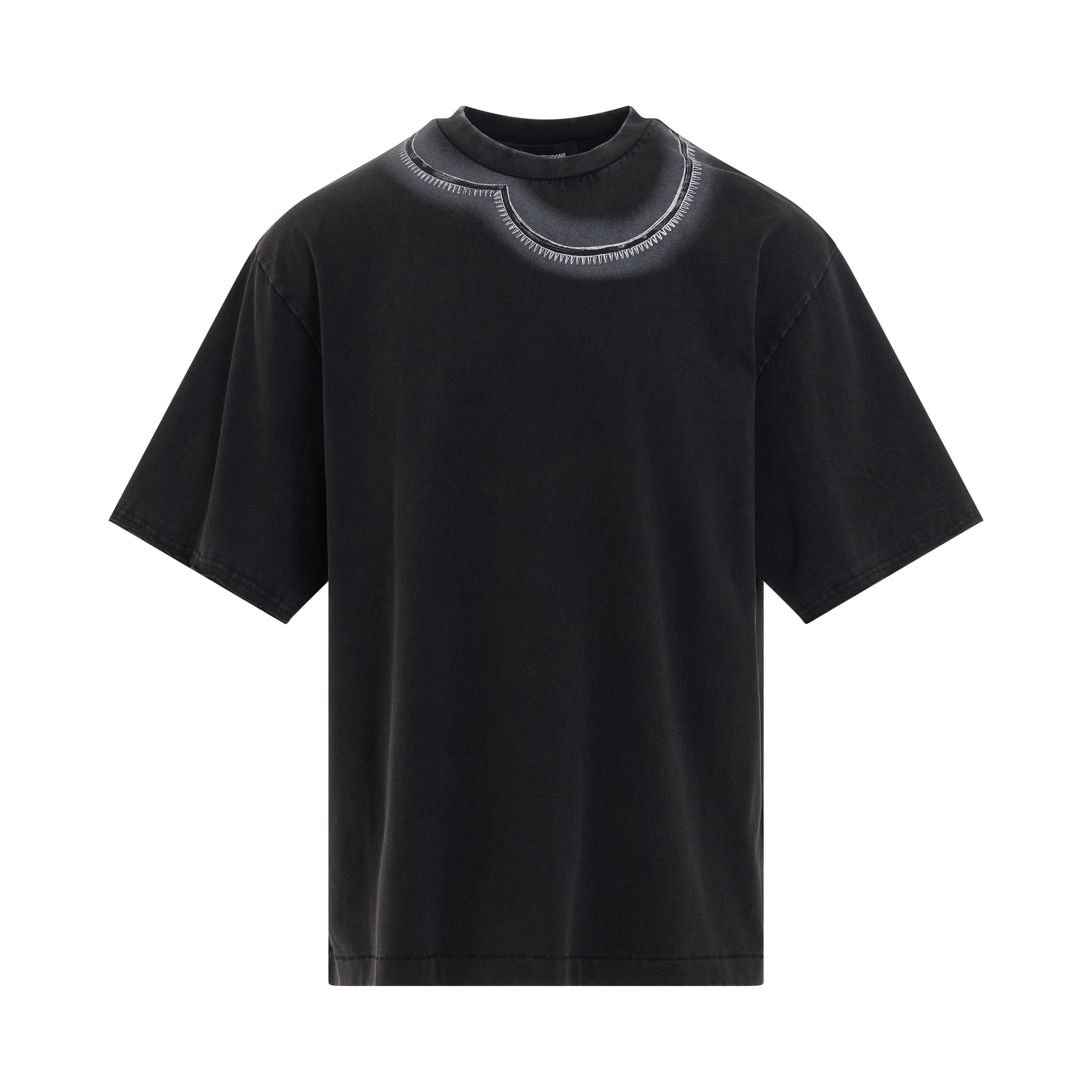 Heart Choker Print Washed T-Shirt in Black