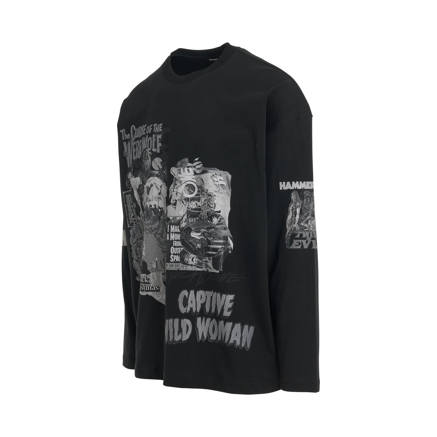 Horror Collage Long-Sleeved T-Shirt in Black