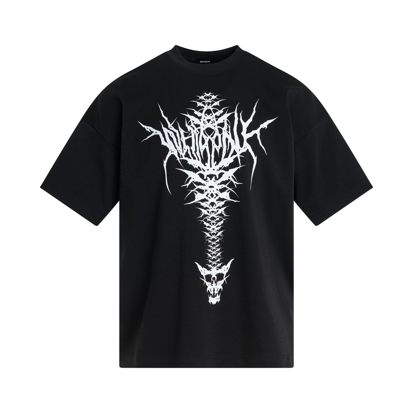 Spine Skull Print T-Shirt in Black