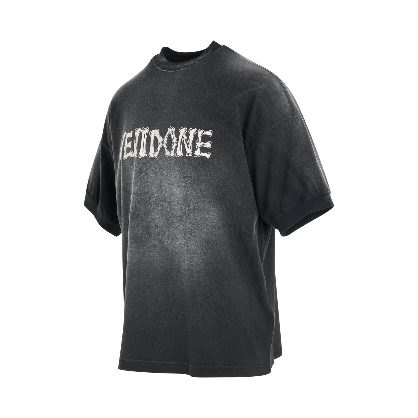 Washed Ribbed Logo T-Shirt in Black