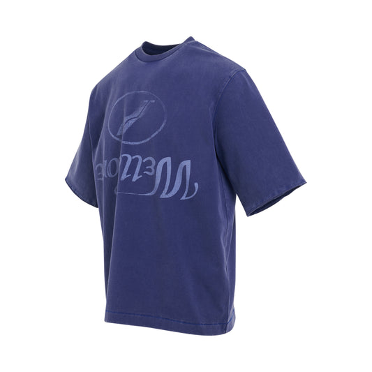 Reversed Logo Washed T-Shirt in Navy