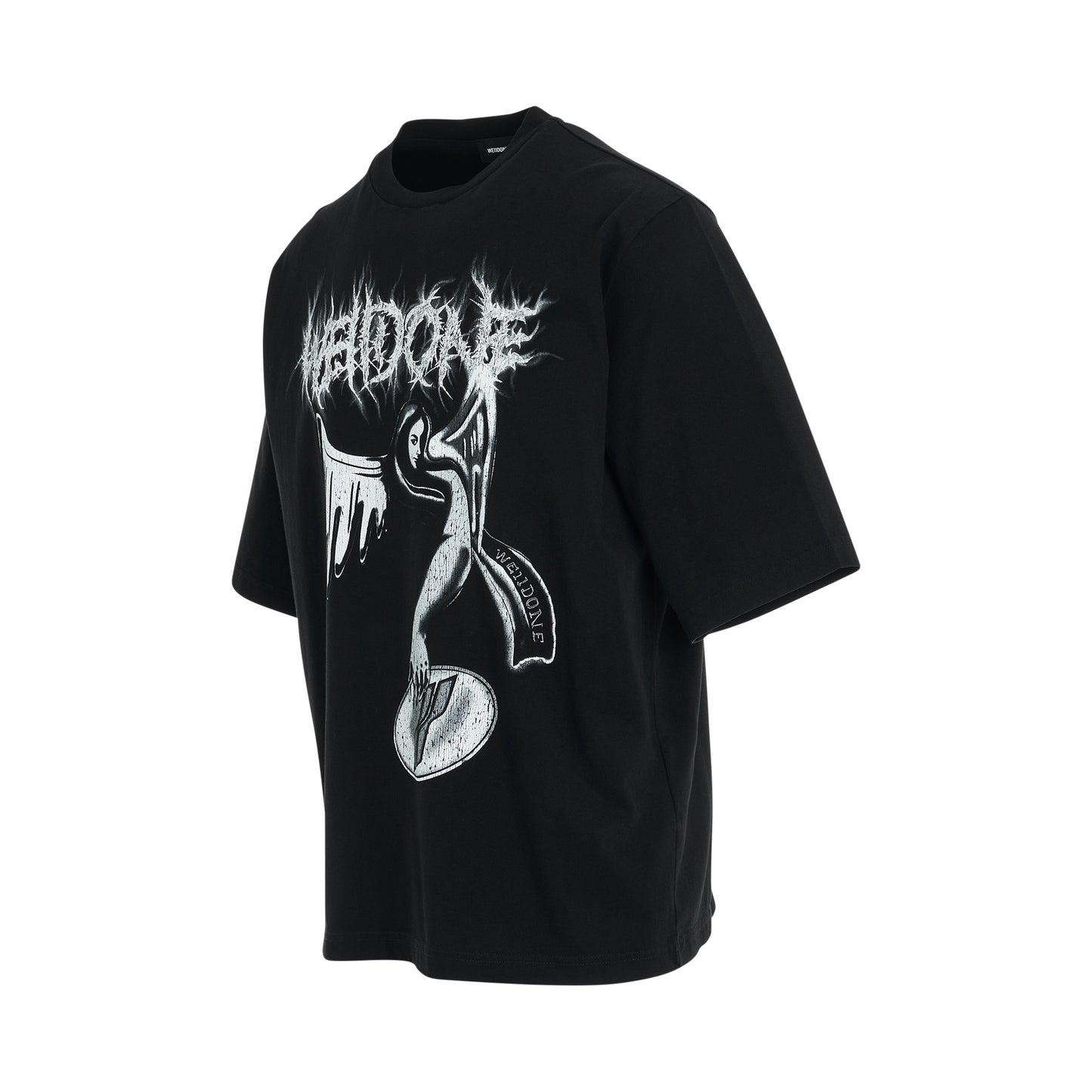 Crack Angel Print T-Shirt in Black