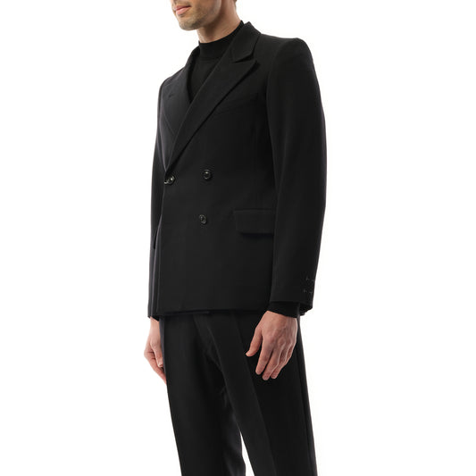 Wool Barathea Suit Jacket in Black