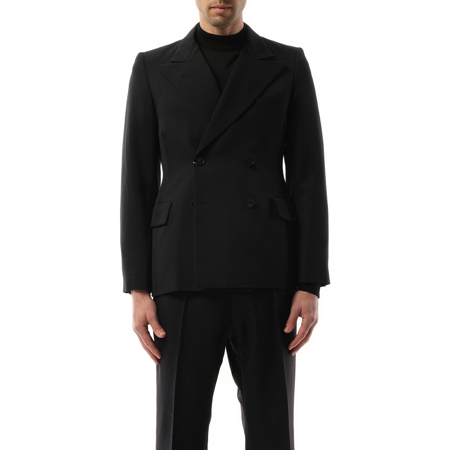 Wool Barathea Suit Jacket in Black