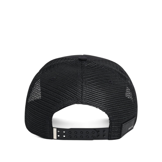 Amiri Core Logo Trucker Hat in Black/White