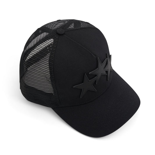 3 Star Trucker Hat in Black