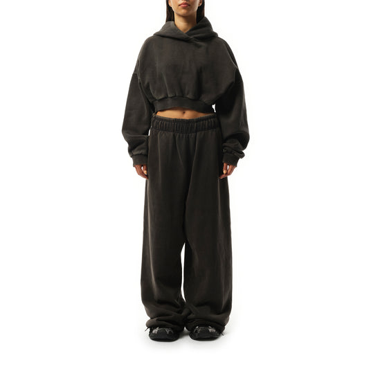 Cropped Heavy Hood in Washed Black