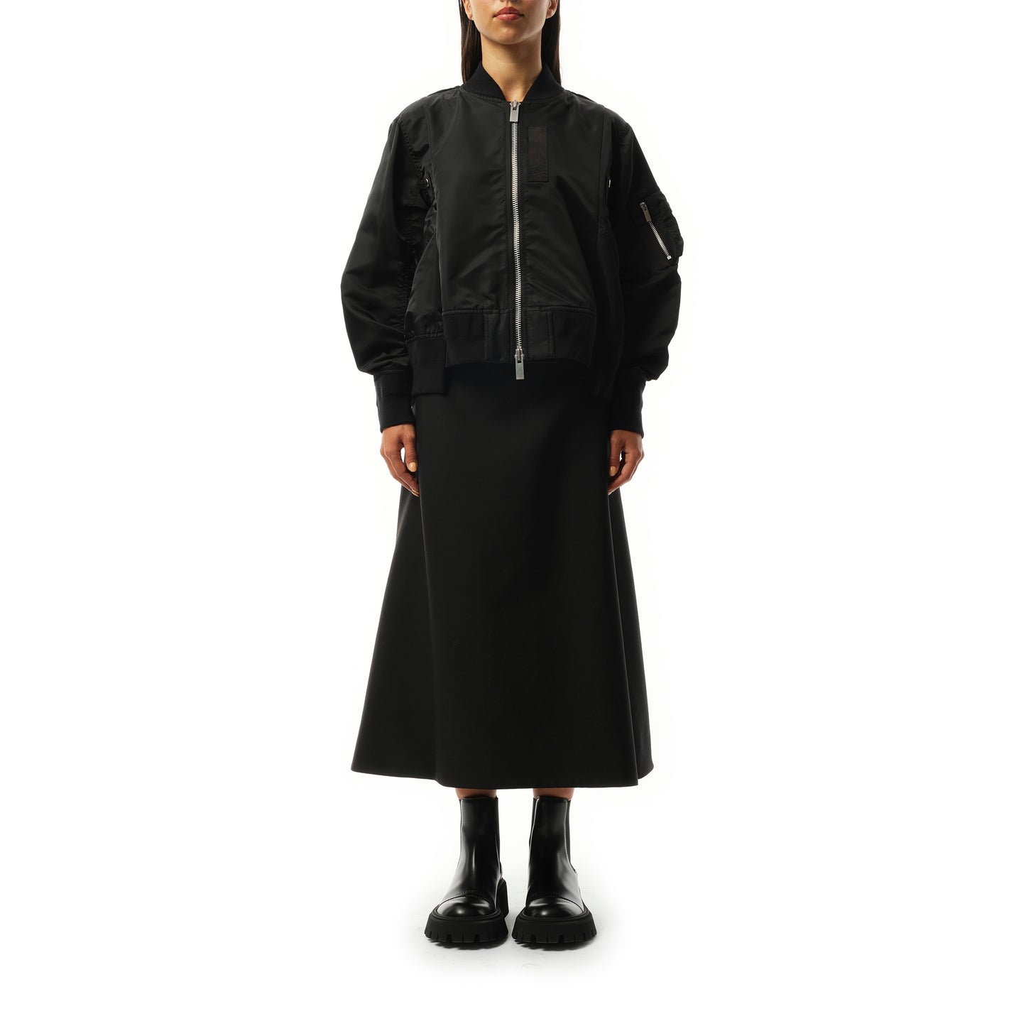 Nylon Twill Zip Blouson in Black