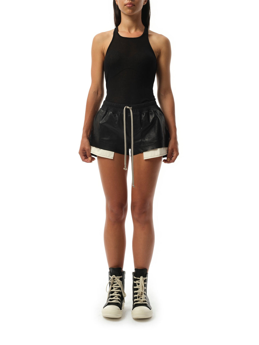 Rick Owens Leather FOG Boxer Shorts in Black