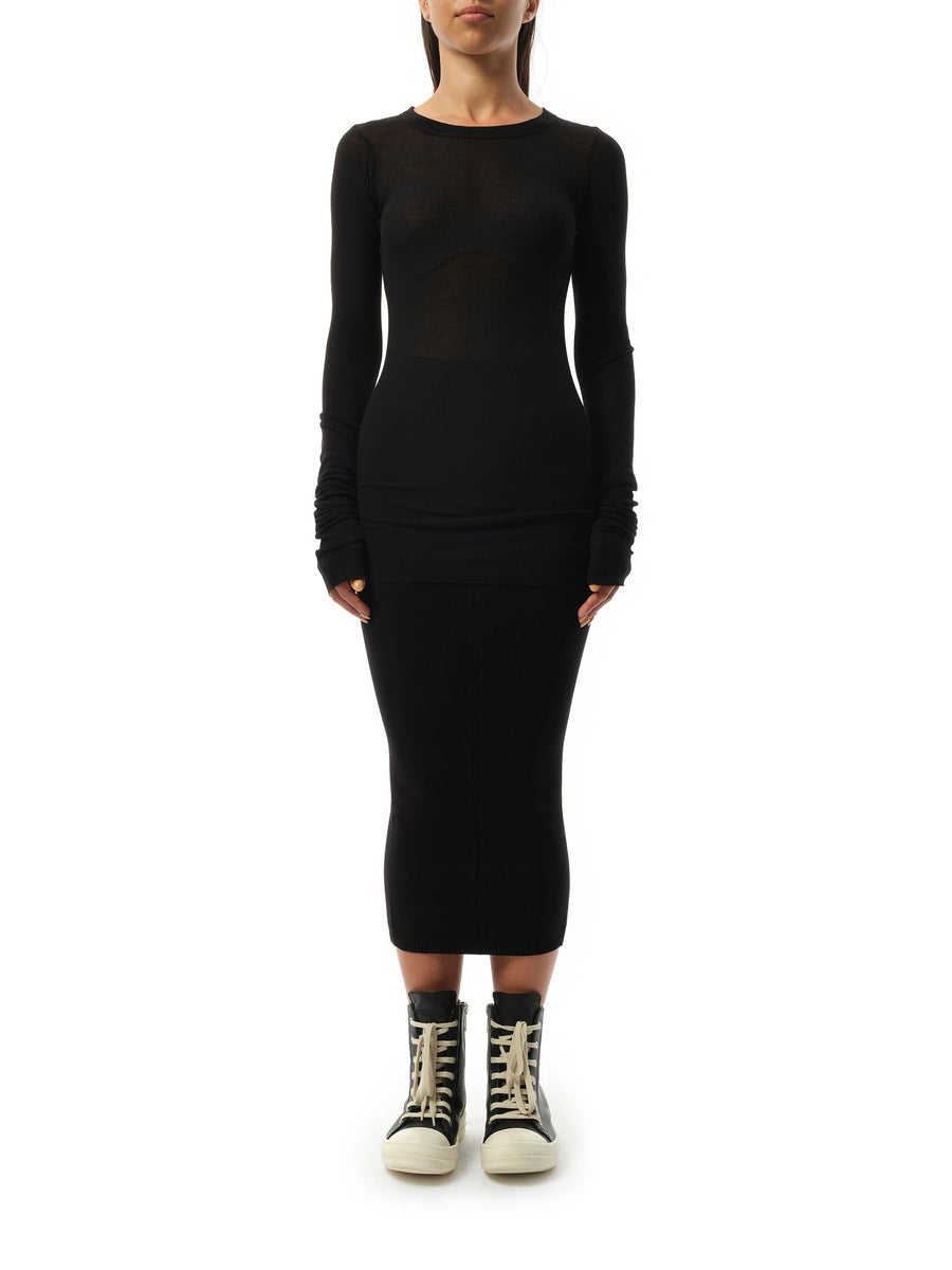 Rick Owens Rib Long Sleeve T-Shirt in Black