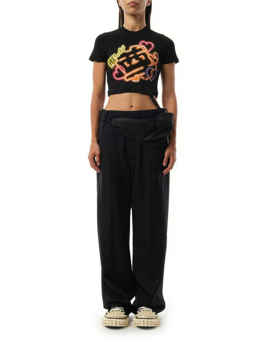 Doublet Japanese Fan-Service Neon Paint T-Shirt in Black