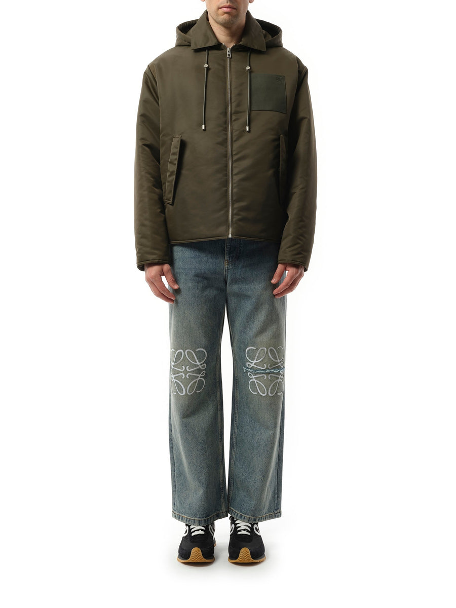 Loewe Padded Hood Jacket in Khaki Green