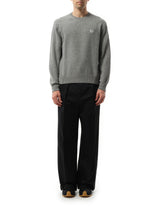 Loewe Anagram Embroidered Knit Sweater in Grey Melange