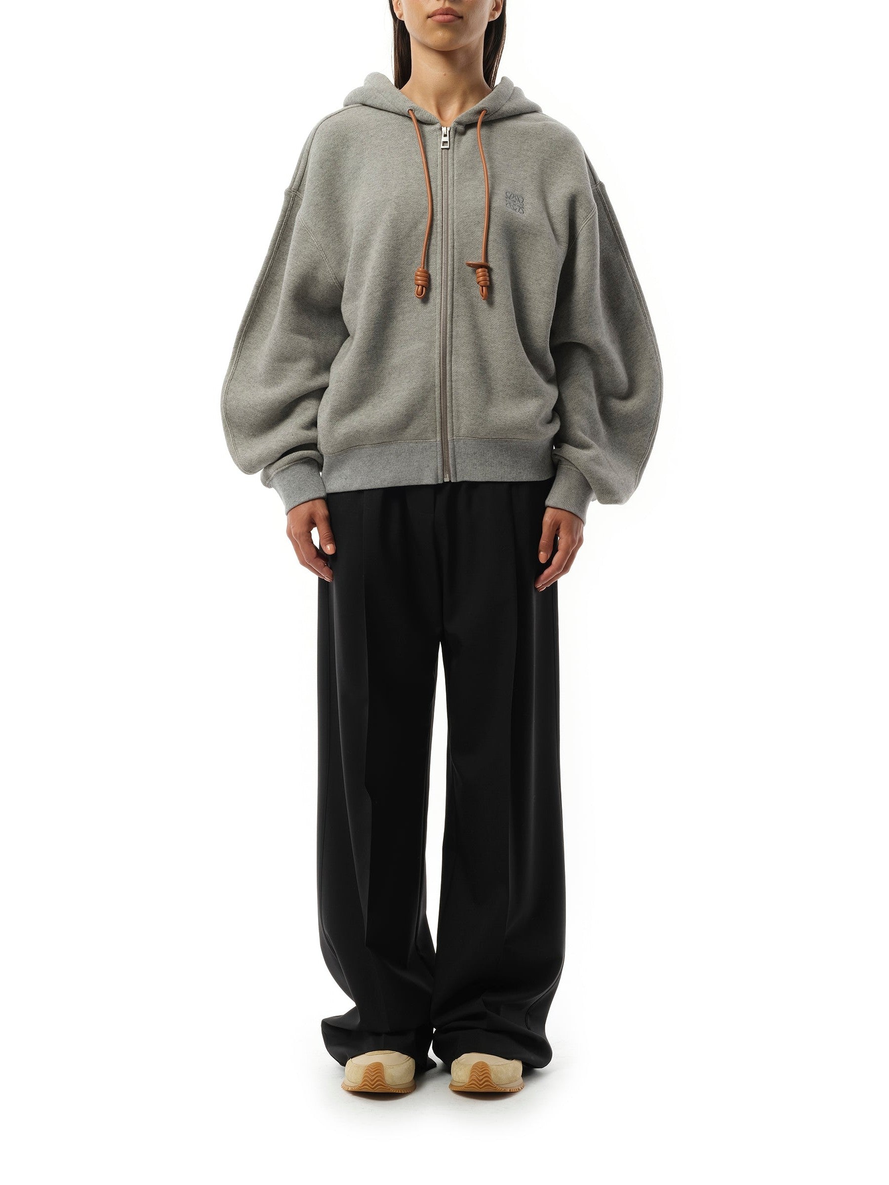 Loewe Flamenco Zip Hoodie in Grey Melange