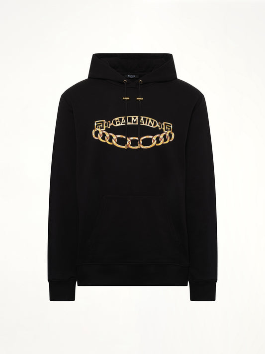 Balmain Chian Logo Hoodie in Black/Gold