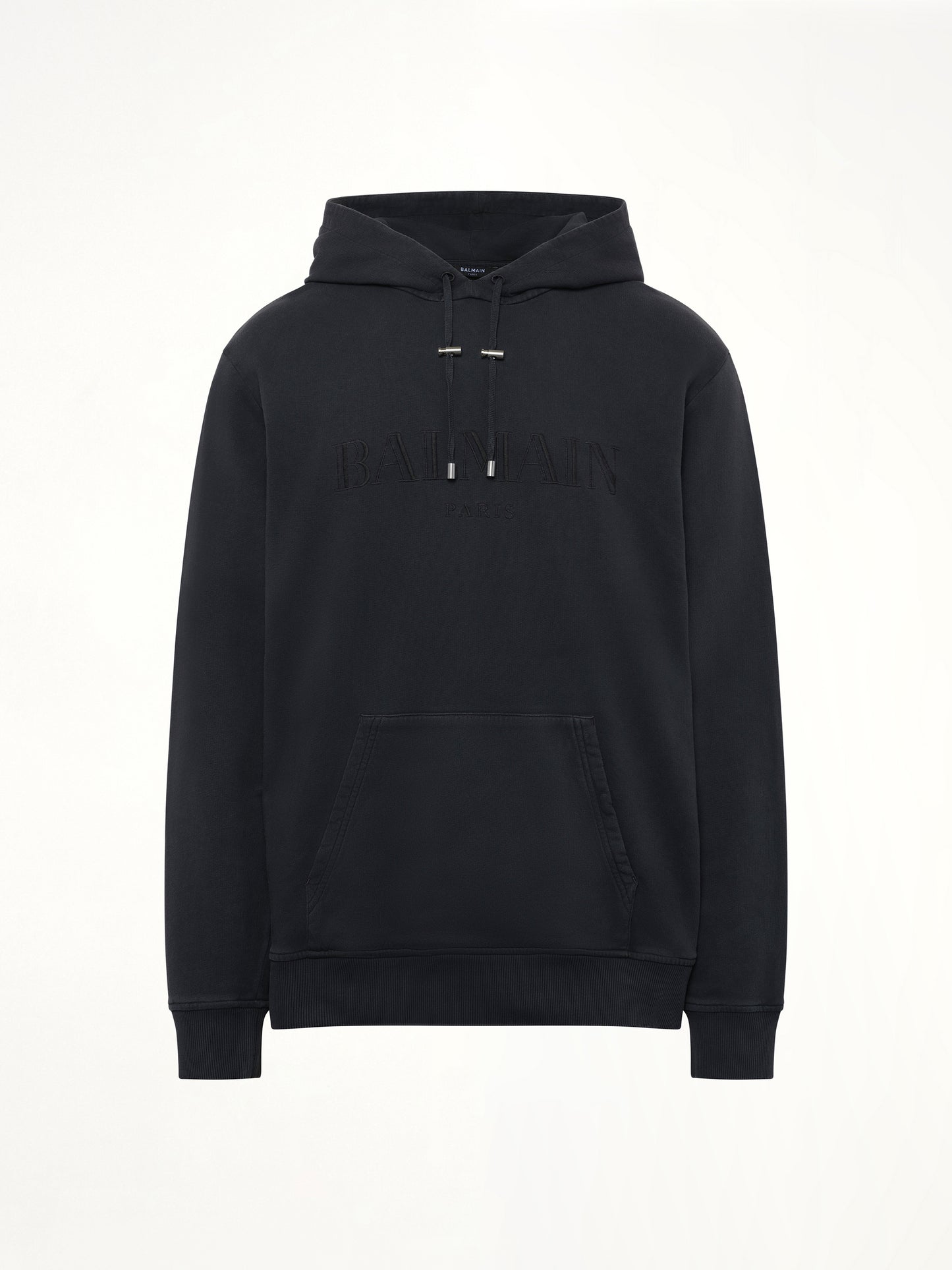 Balmain Vintage Emblem Hoodie in Vintage Black