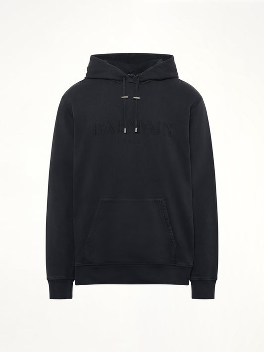 Balmain Vintage Emblem Hoodie in Vintage Black