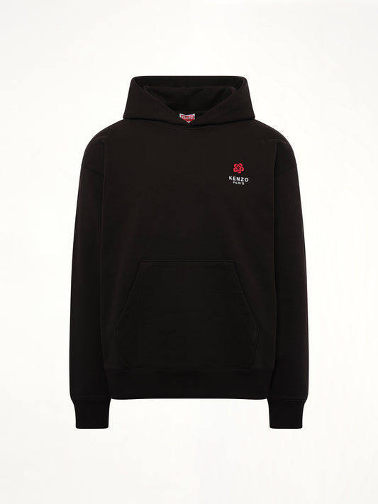 Gots Boke Flower Embroidered Oversize Hoodie in Black