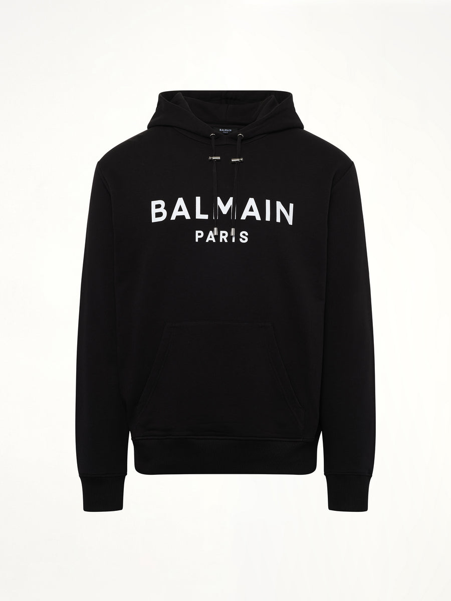 Logo Printed Hoodie in Black/White