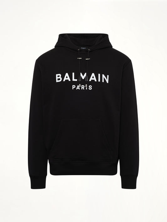 Logo Printed Hoodie in Black/White