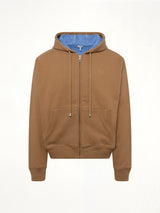 Zip-Up Hoodie in Beige/Blue