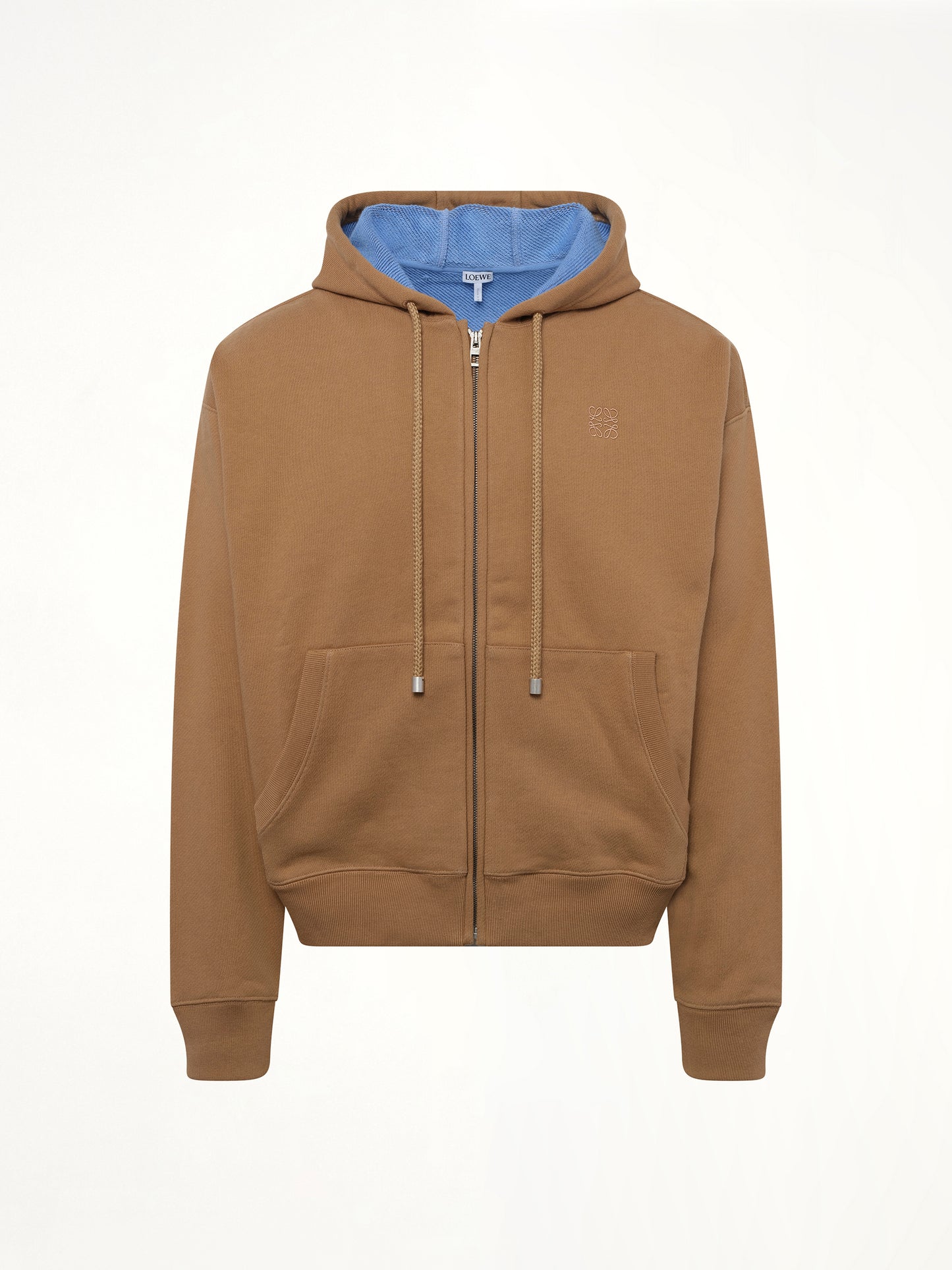 Zip-Up Hoodie in Beige/Blue