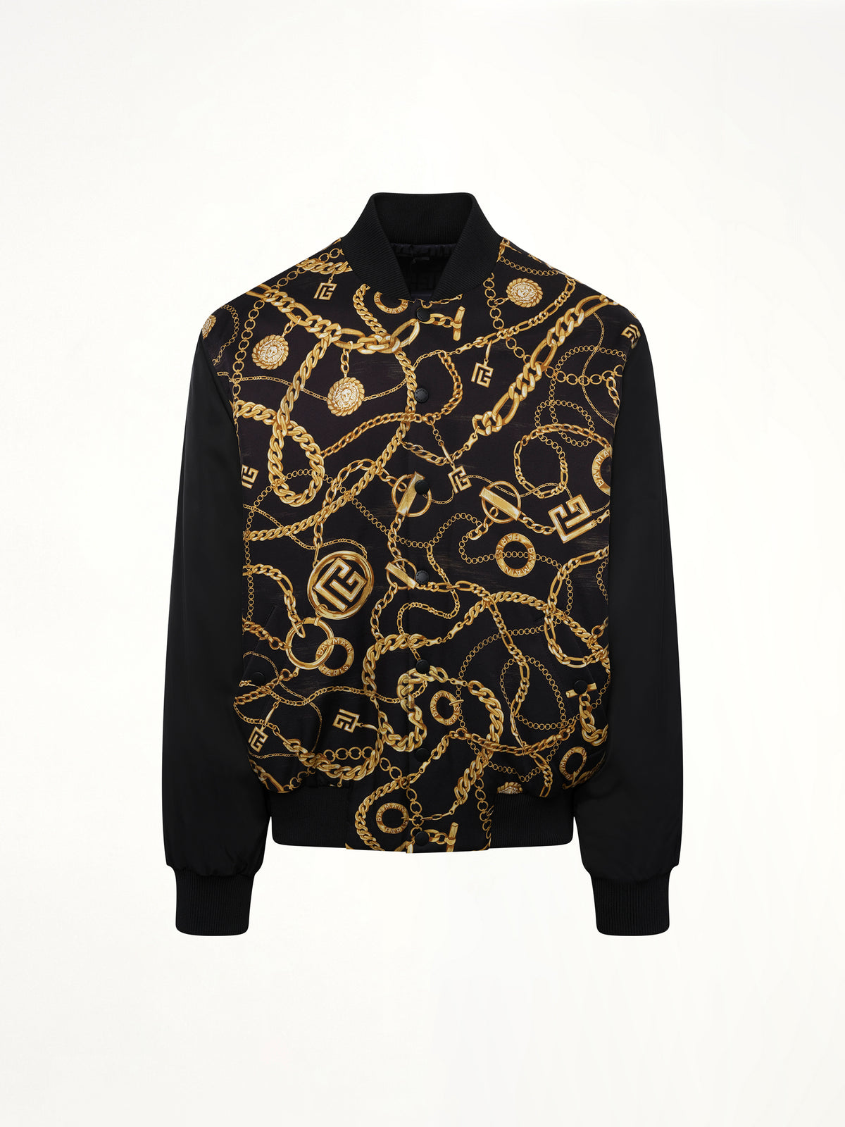 AO Chain and Monogram Reversible Jacket in Black/Gold