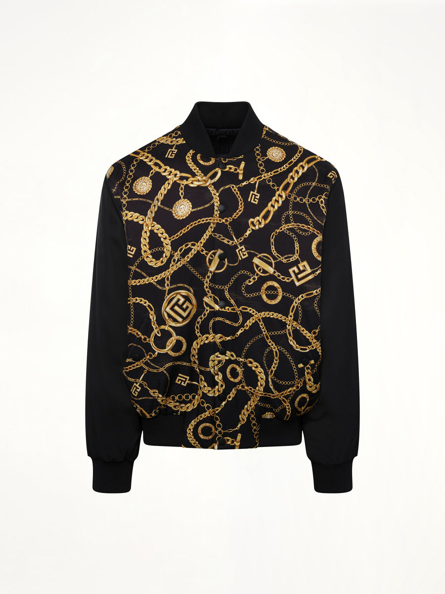 AO Chain and Monogram Reversible Jacket in Black/Gold