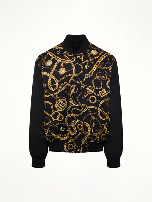 AO Chain&Monogram Reversible Jacket in Black/Gold