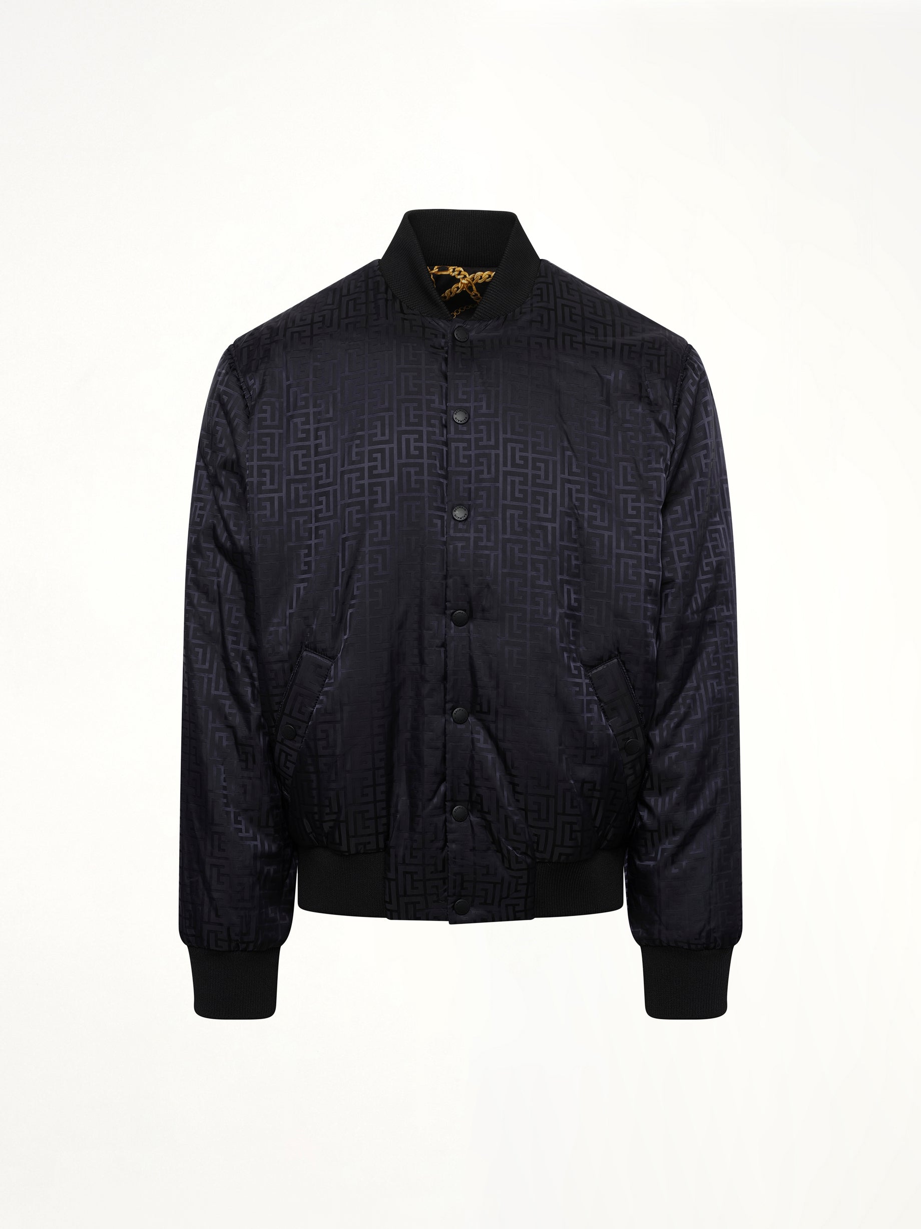 AO Chain and Monogram Reversible Jacket in Black/Gold