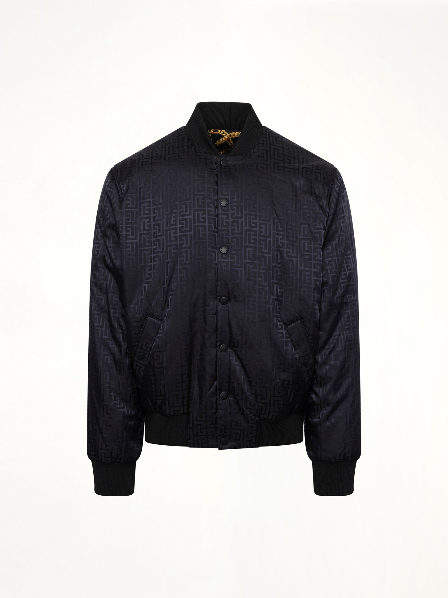 AO Chain&Monogram Reversible Jacket in Black/Gold