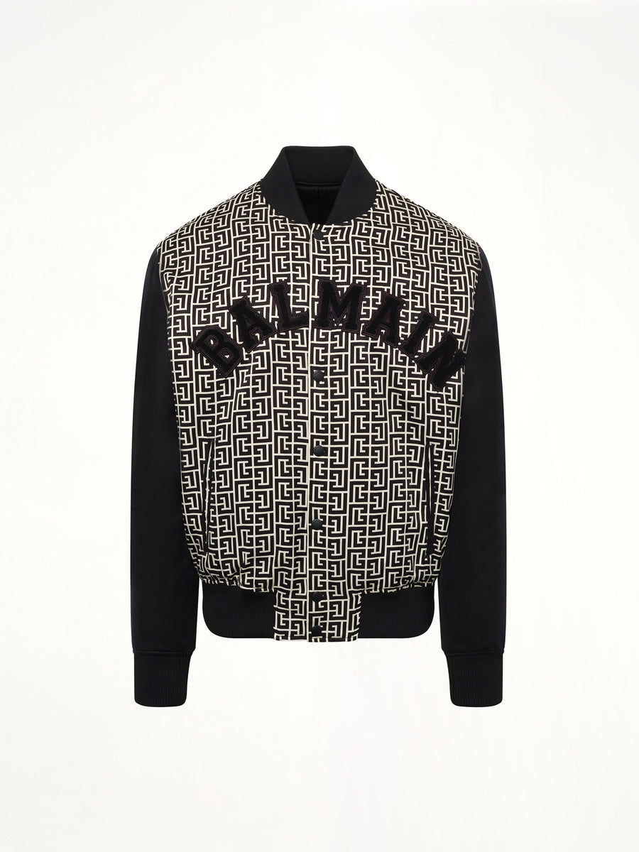 Monogram Varsity Jacket in Black/White