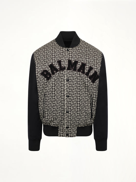 Monogram Varsity Jacket in Black/White