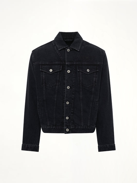 Boke Flower Trucker Jacket in Stone Bleached Black Denim