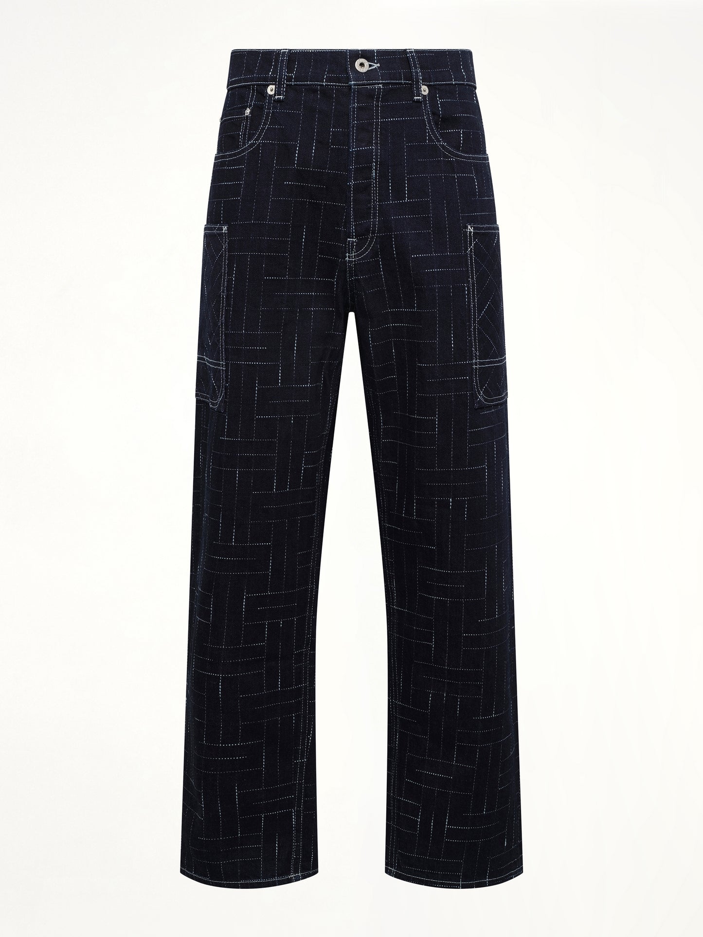 Kenzo Weave Cargo Monkey Fit Jeans in Rinse Blue Denim