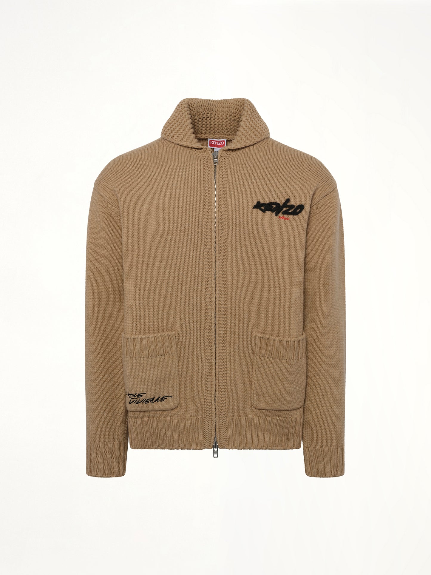 Rws Kenzo Futura Zipped Cardigan in Beige