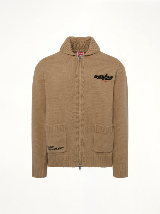 Rws Kenzo Futura Zipped Cardigan in Beige