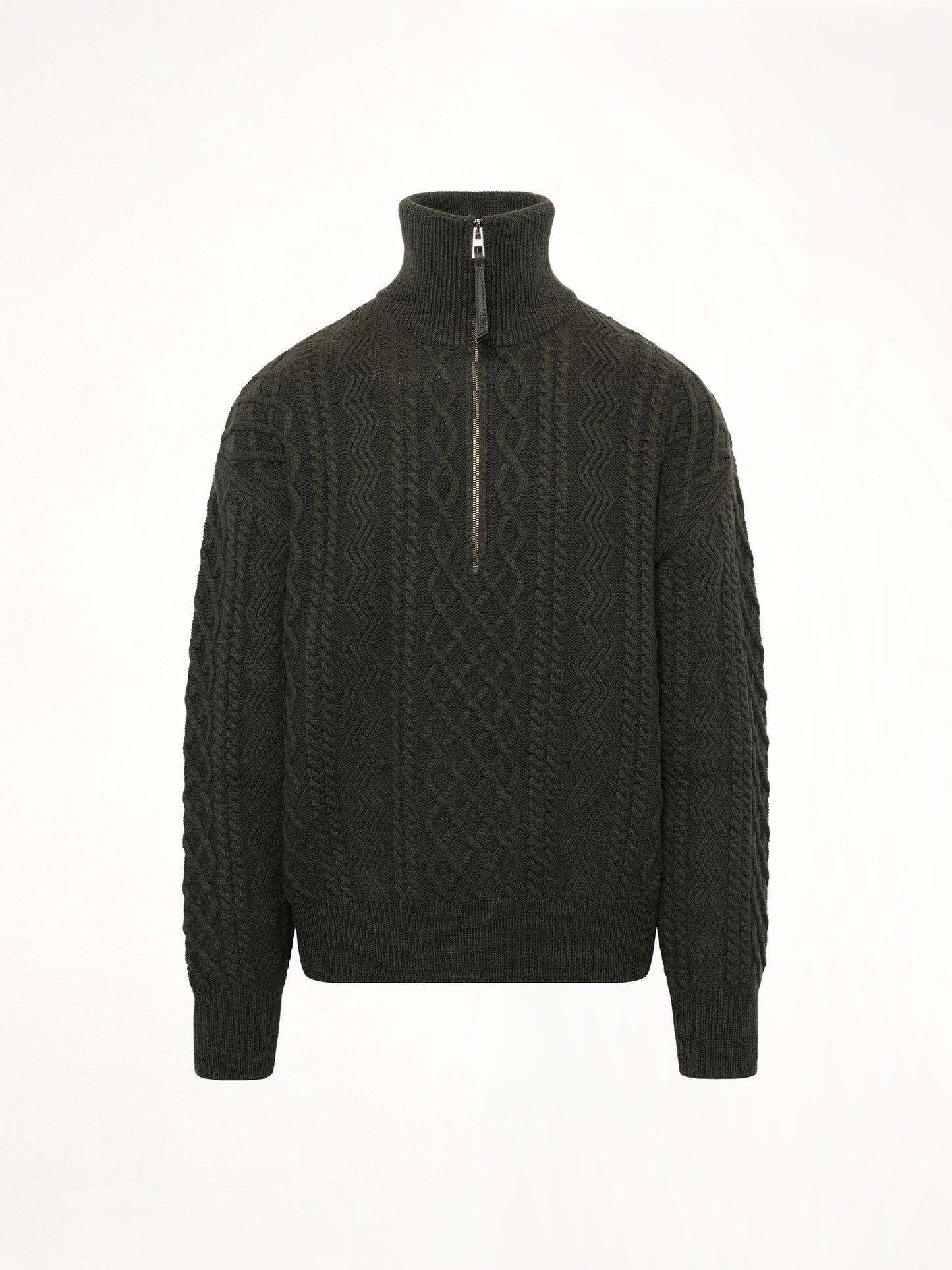 Zip Up Sweater in Khaki Green