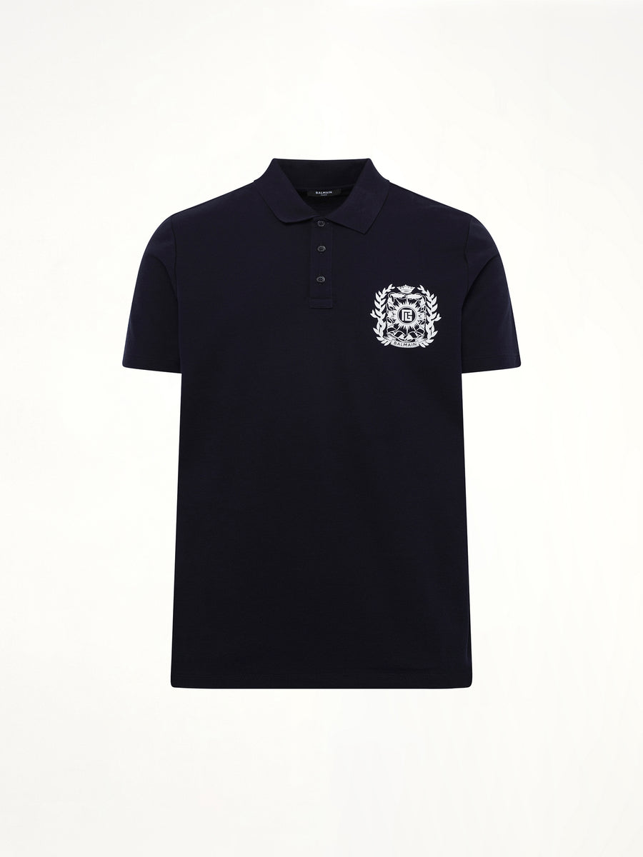 Balmain Emblem Polo in Navy/White