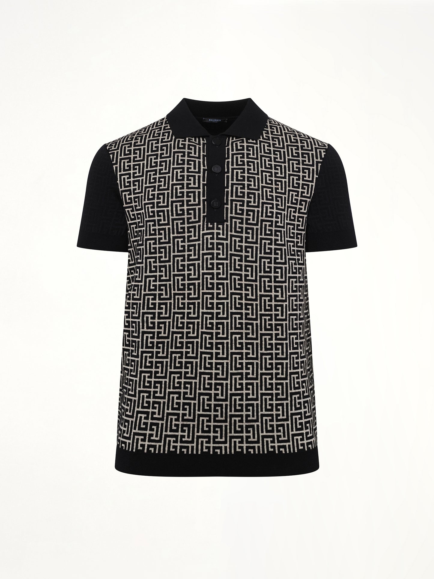 Mix Monogram Knit Polo in Ivory/Black