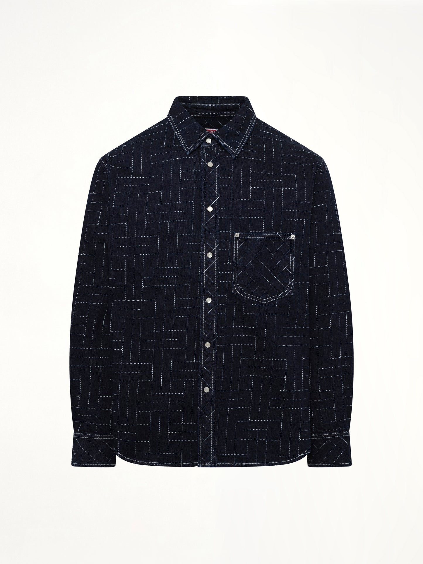 Kenzo Weave Casual Shirt in Rinse Blue Denim