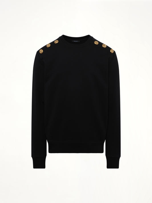6 Shoulder Button Sweatshirt in Black