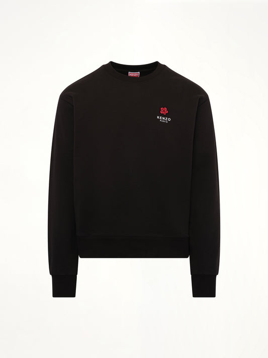 Gots Boke Flower Embroidered Classic Sweatshirt in Black