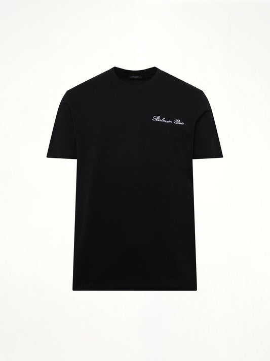 Balmain Signature Embroidered T-Shirt in Black/White