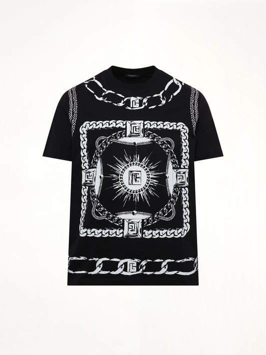 Foulard Print T-Shirt in Black/White